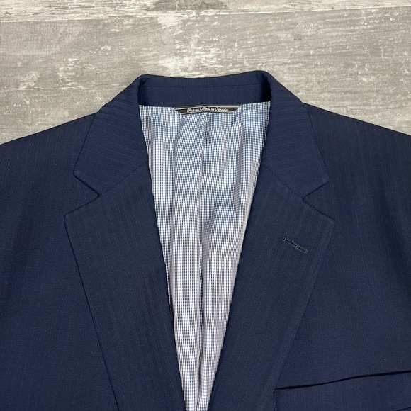 Jack Victor Solid Navy Blue on Navy Blue Pinstripe Suit 41R - Picture 2 of 12